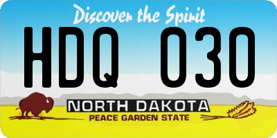 ND license plate HDQ030