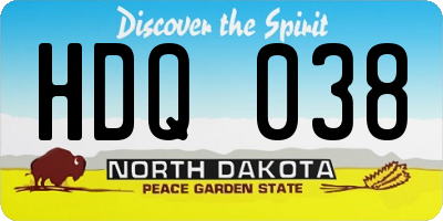 ND license plate HDQ038