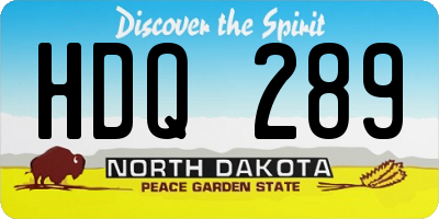 ND license plate HDQ289