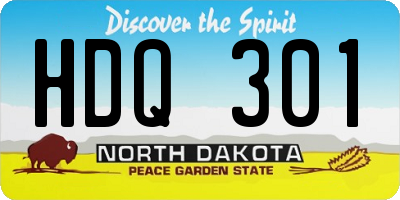 ND license plate HDQ301