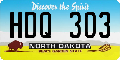 ND license plate HDQ303