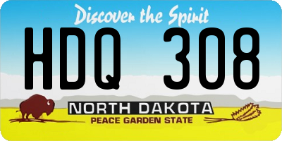 ND license plate HDQ308