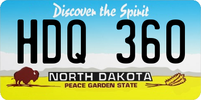 ND license plate HDQ360