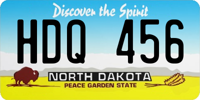 ND license plate HDQ456