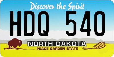 ND license plate HDQ540