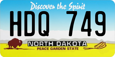 ND license plate HDQ749