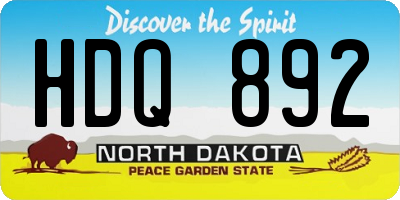 ND license plate HDQ892