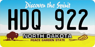 ND license plate HDQ922