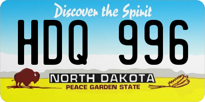 ND license plate HDQ996