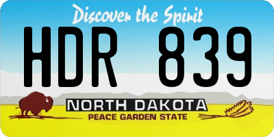 ND license plate HDR839