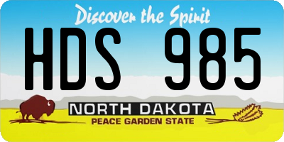 ND license plate HDS985