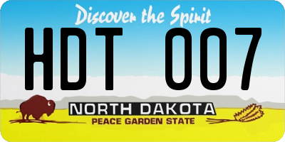 ND license plate HDT007