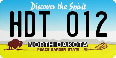 ND license plate HDT012