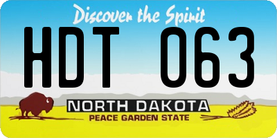 ND license plate HDT063