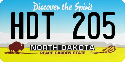 ND license plate HDT205