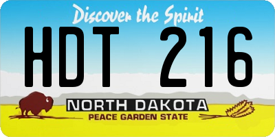 ND license plate HDT216