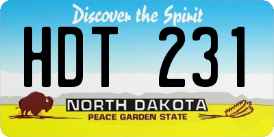 ND license plate HDT231