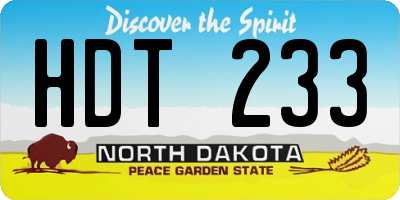 ND license plate HDT233