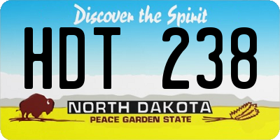 ND license plate HDT238