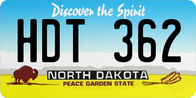 ND license plate HDT362