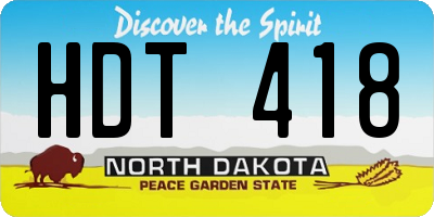ND license plate HDT418
