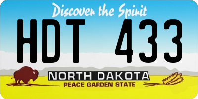 ND license plate HDT433
