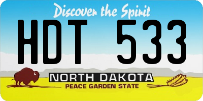 ND license plate HDT533