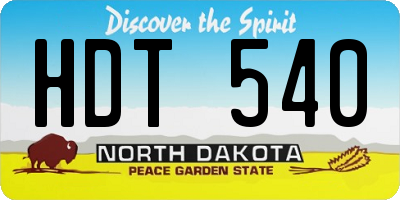 ND license plate HDT540