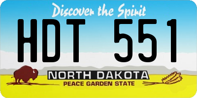 ND license plate HDT551
