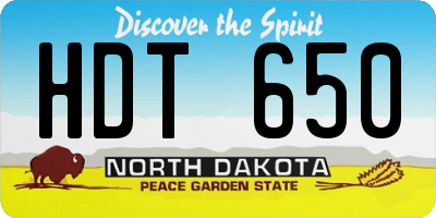 ND license plate HDT650