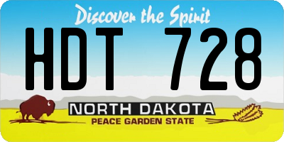 ND license plate HDT728