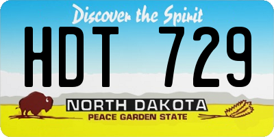 ND license plate HDT729