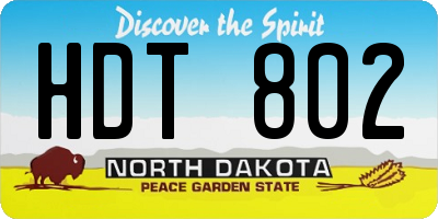 ND license plate HDT802