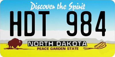ND license plate HDT984