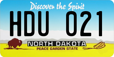 ND license plate HDU021