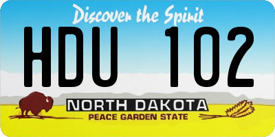 ND license plate HDU102