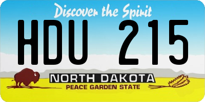 ND license plate HDU215