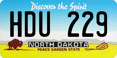 ND license plate HDU229
