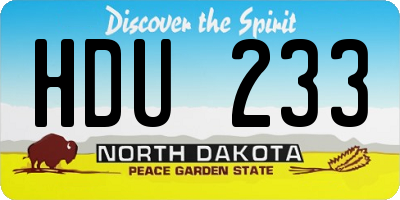 ND license plate HDU233