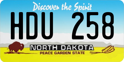 ND license plate HDU258