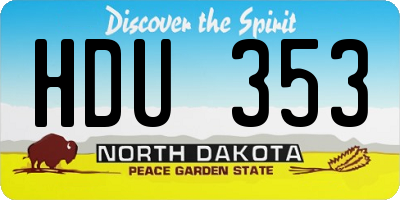 ND license plate HDU353