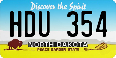 ND license plate HDU354