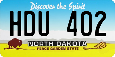 ND license plate HDU402