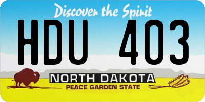 ND license plate HDU403