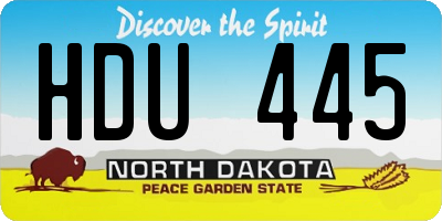 ND license plate HDU445