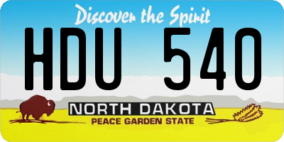 ND license plate HDU540