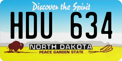 ND license plate HDU634