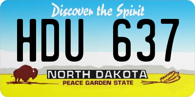 ND license plate HDU637