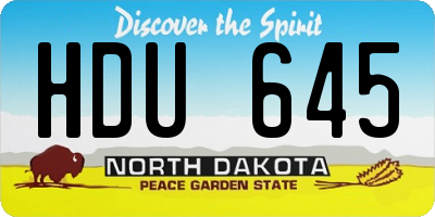 ND license plate HDU645