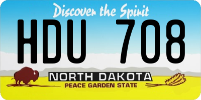 ND license plate HDU708